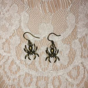 Antique brass spider earrings